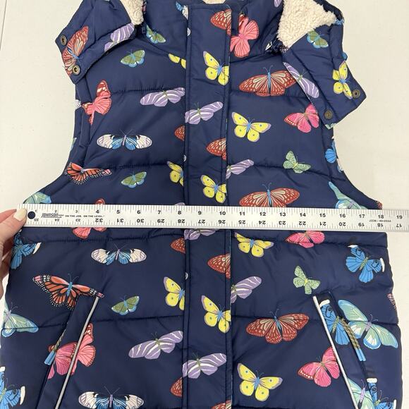 Mini Boden Girls Jacket 11-12 Blue Butterfly Padded Convertible Vest Fleece Line - Picture 5 of 14